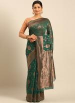 Cotton Teal Daily Wear Weaving Saree